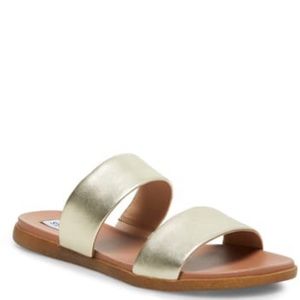 Steve Madden Dual Gold leather sandal. NWB